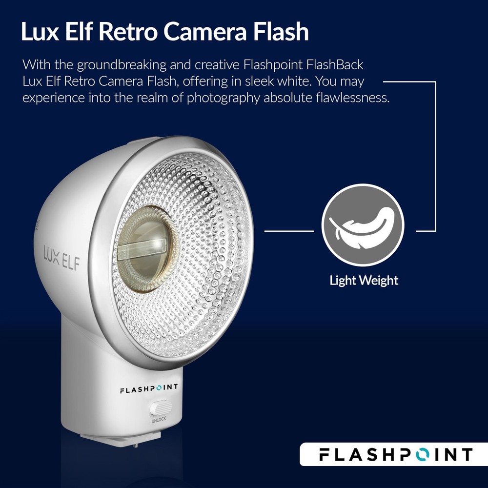 Flashpoint FlashBack Lux Elf Retro Camera Flash (White), Godox Lux Elf