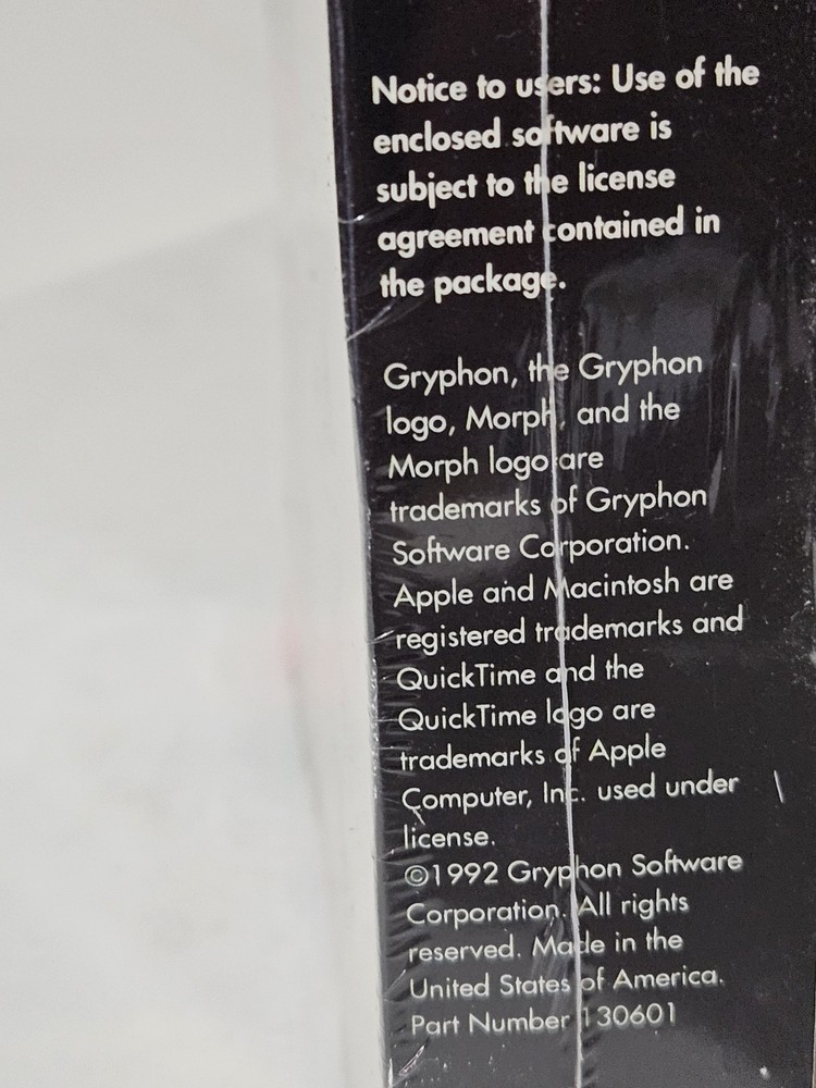 Gryphon Morph Special effects software Mac CD-ROM, 1992 Sealed Box Original