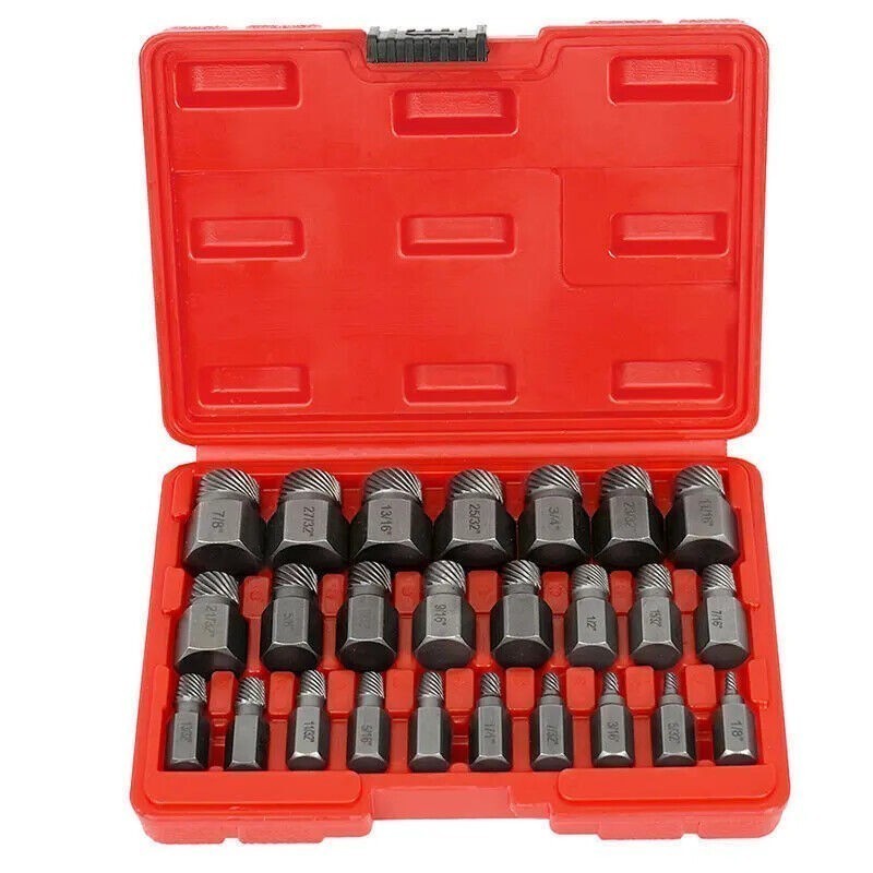 25 Pcs Multi-Spline Screw Extractor Set Hex Head Bit Socket Wrench Bolt Remover