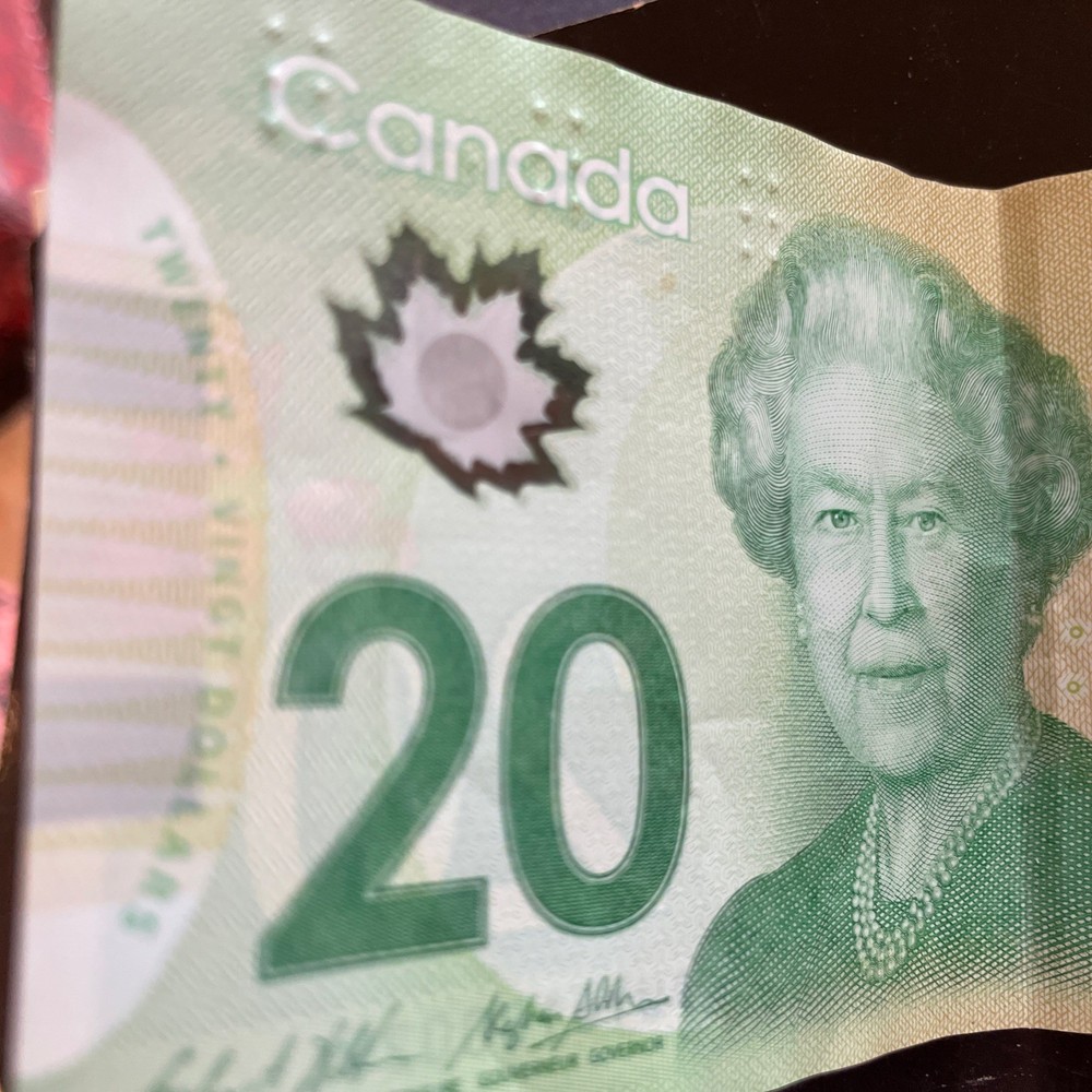 20 DOLLARS CANADA crisp with folds