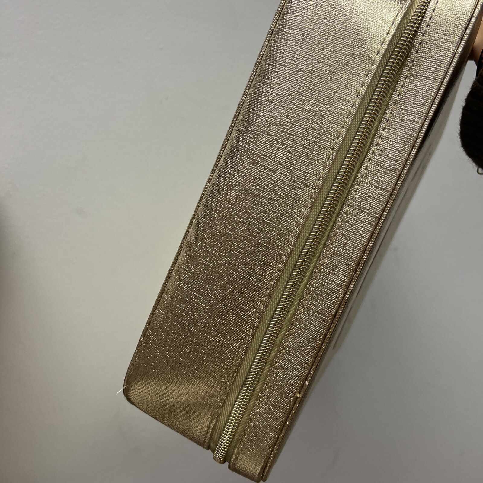 New Lancome Cosmetic Makeup Bag Train Case Golden Color