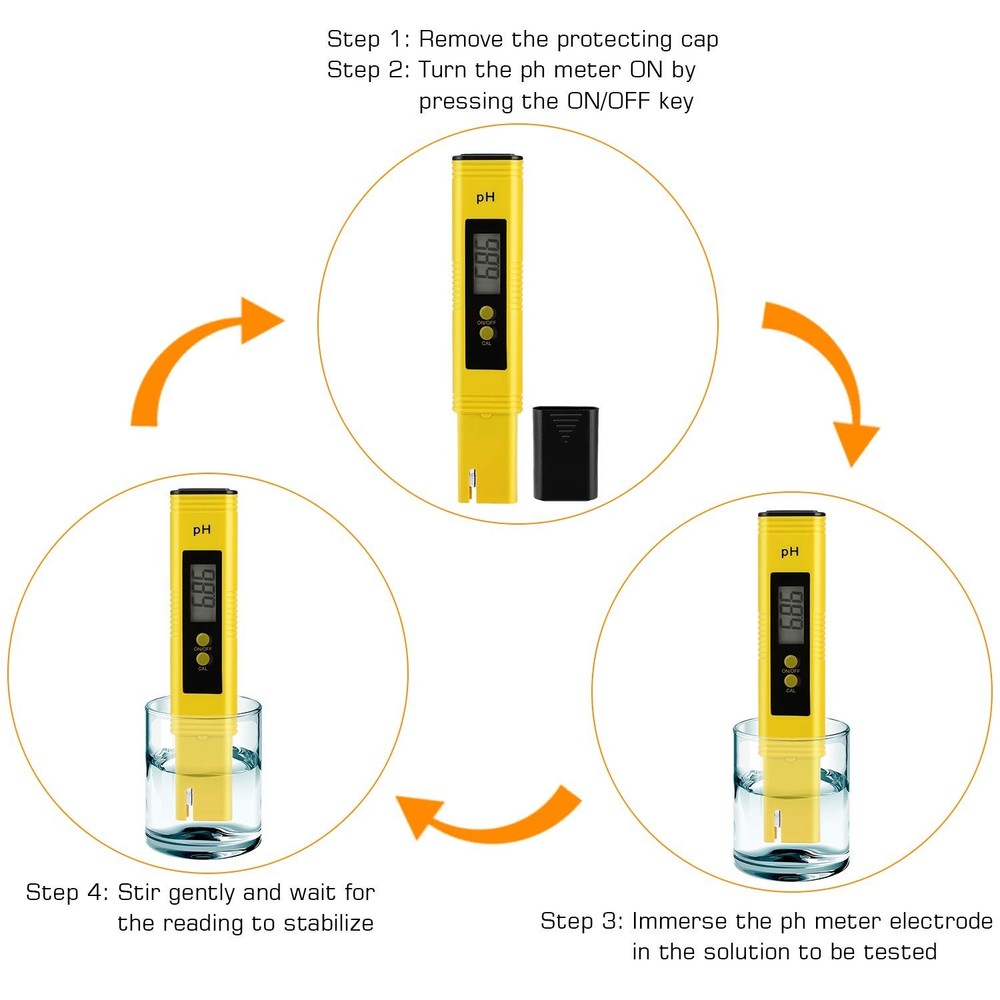 Portable pH Meter with Automatic Temperature Compensation for Easy Testing