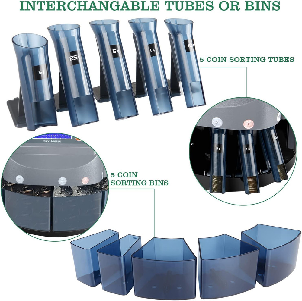 USD Coin Counter Machine - Professional Automatic Coin Sorter and Wrapper/Roller