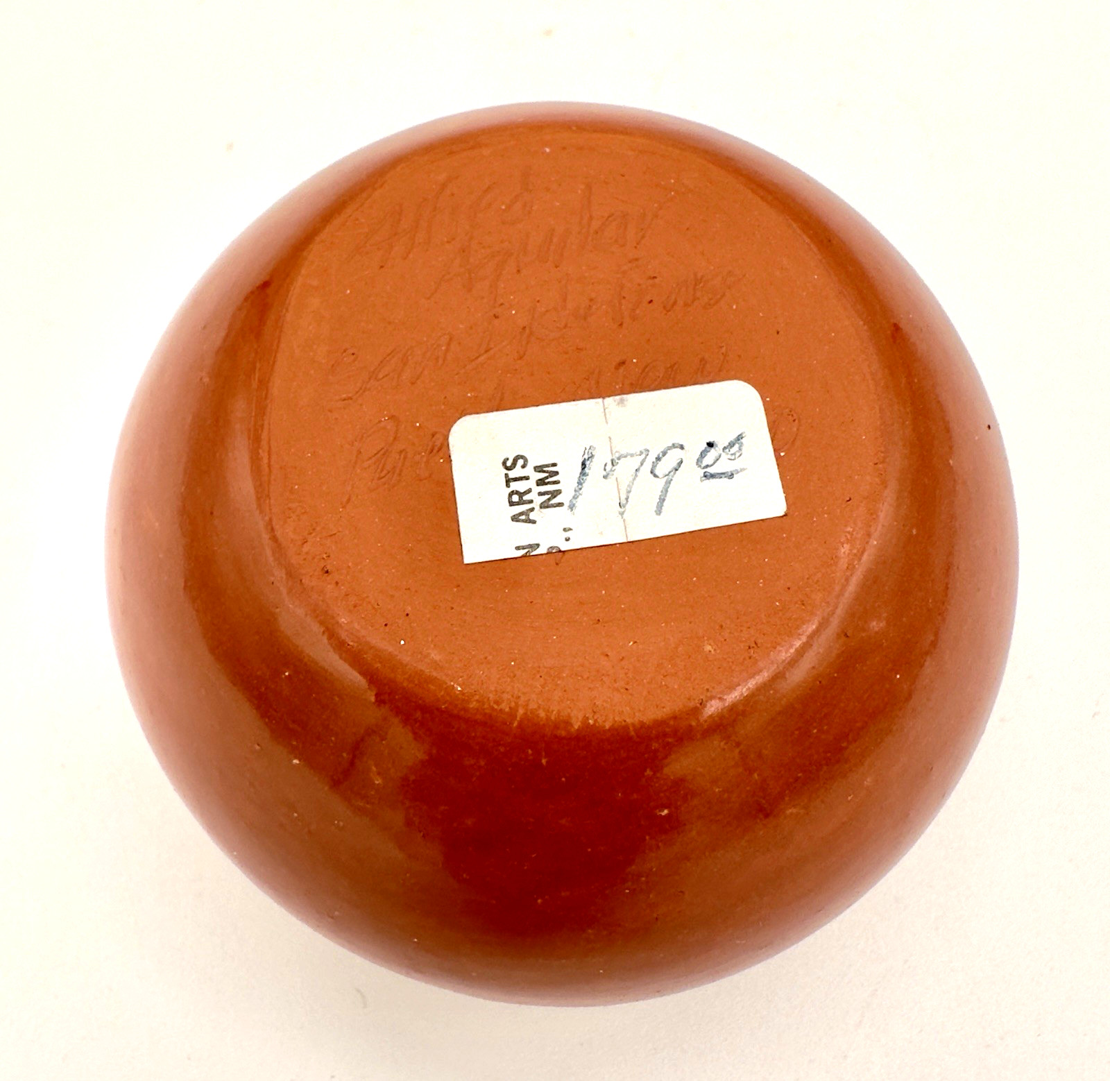 2.5" Ildefonso Pueblo Sgraffito Avanyu Redware Pottery Jar - Alfred Aguilar