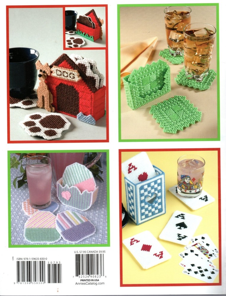 Annie's Attic 841302 A DOZEN COASTER SETS Santa Plastic Canvas Pattern Leaflet