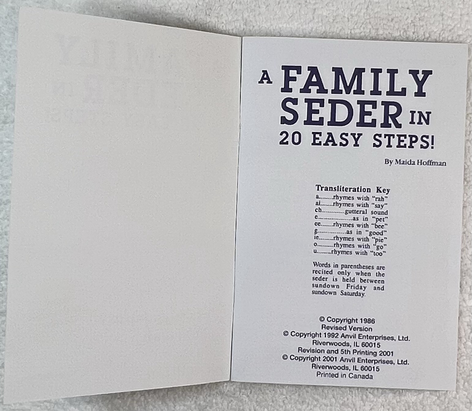 A Family Seder in 20 EASY Steps! Haggadah f/ Passover in a modern way-Lot of 10