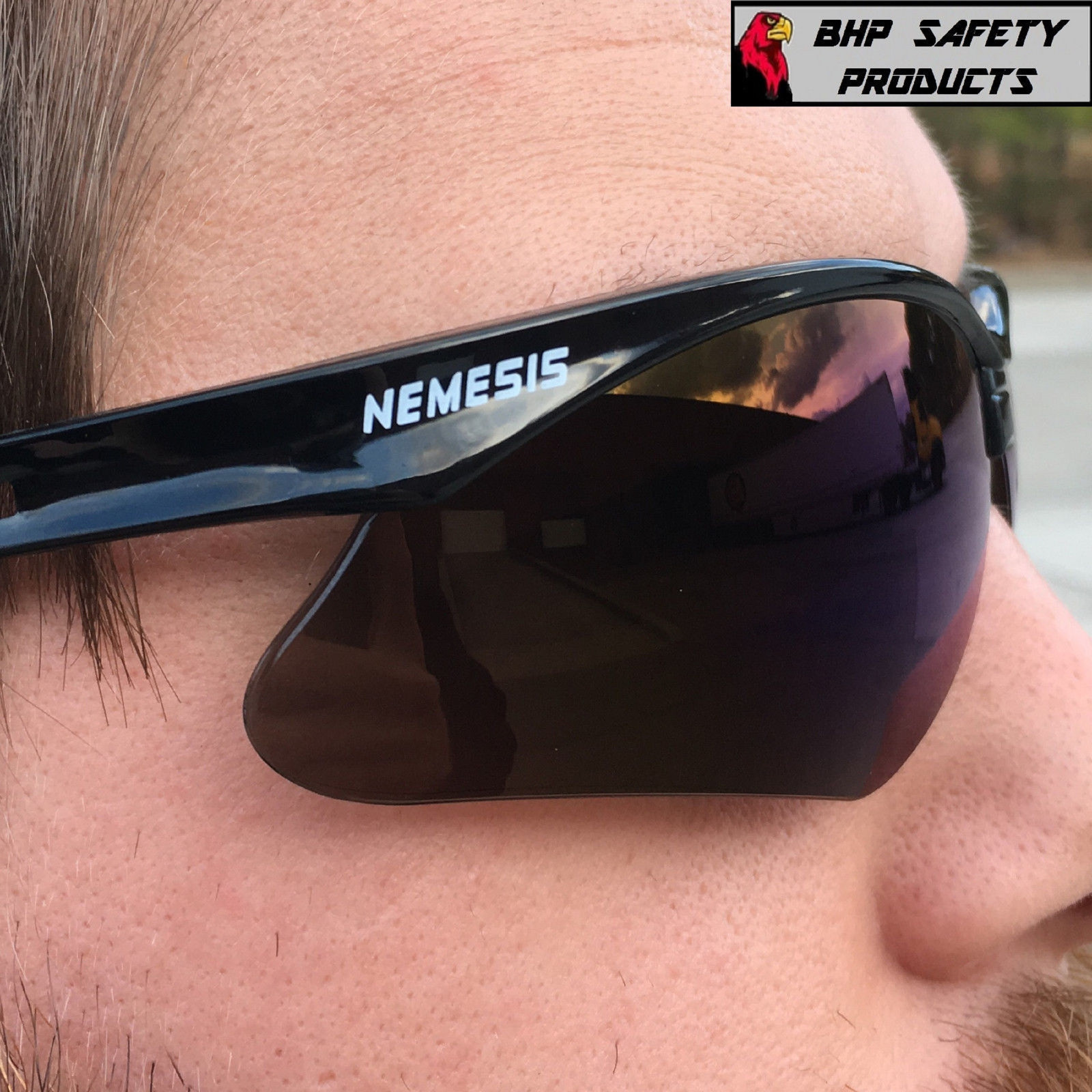 3 PAIR KLEENGUARD NEMESIS SAFETY GLASSES BLACK FRME BLUE MIRROR SUNGLASSES 14481