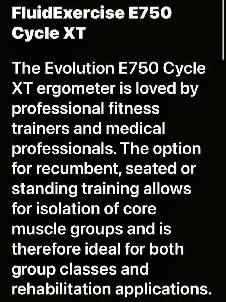 Fluid Exercise E750 Recumbent Cycle