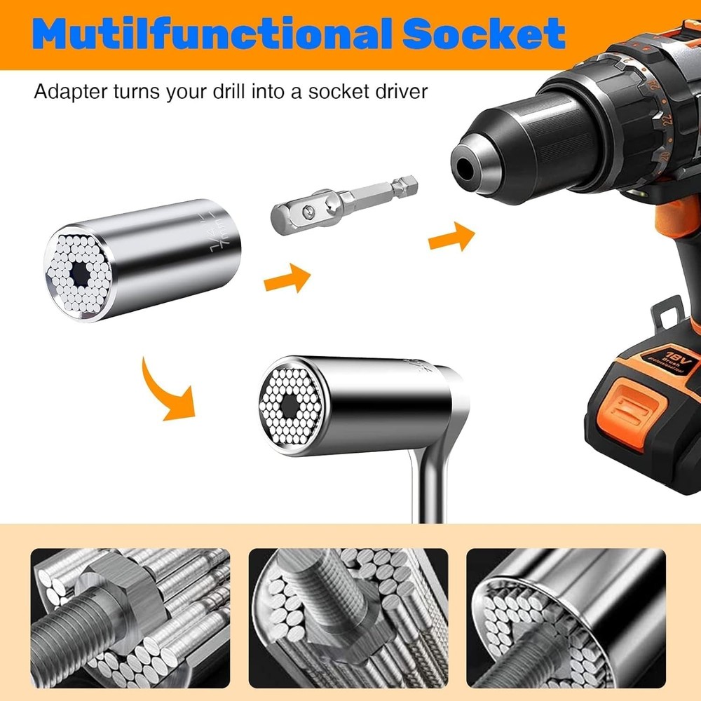 DIY Handyman Gift Geekman Silver Universal Socket Tools