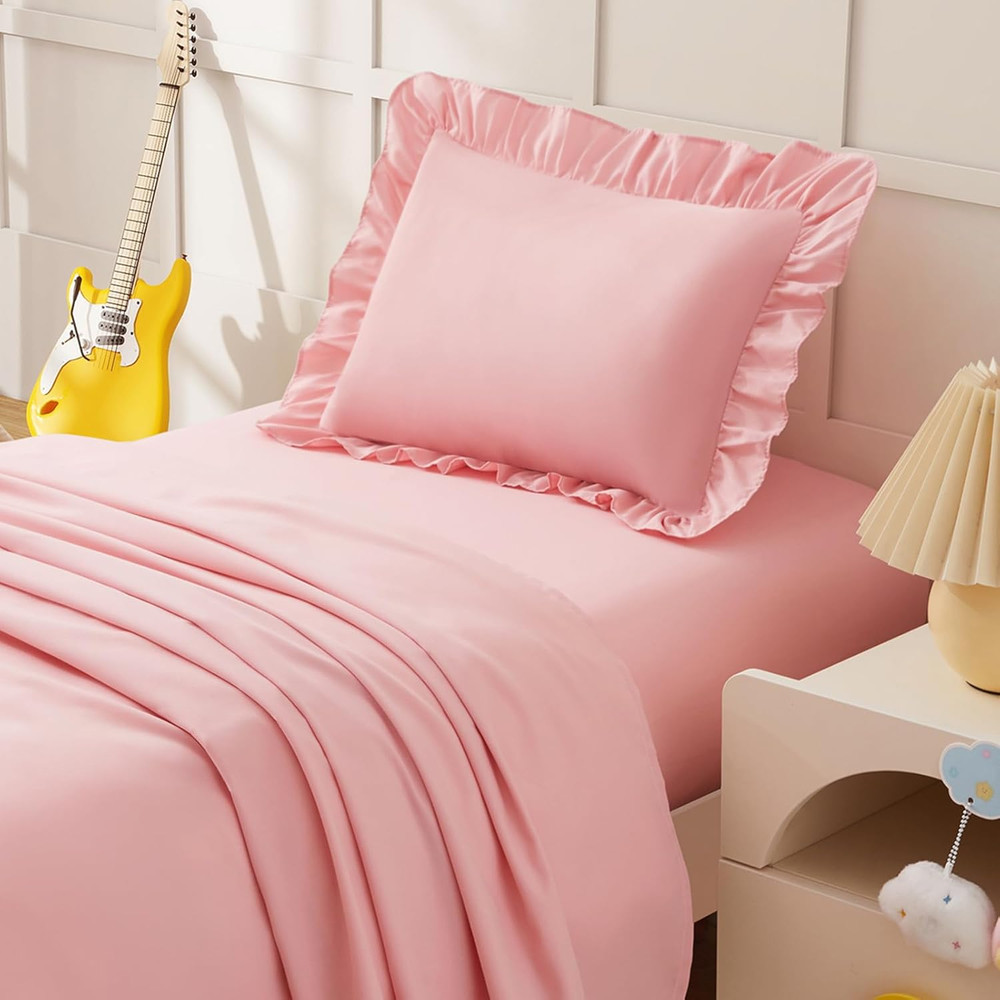 3 Piece Toddler Sheet Set Microfiber, Includes a Flat Sheet, a Fitted Sheet and