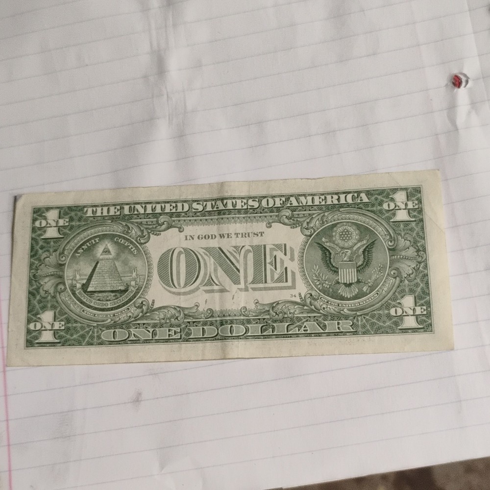 $1 US Dollar Error Note Obstructed Portrait Hole A79462609A