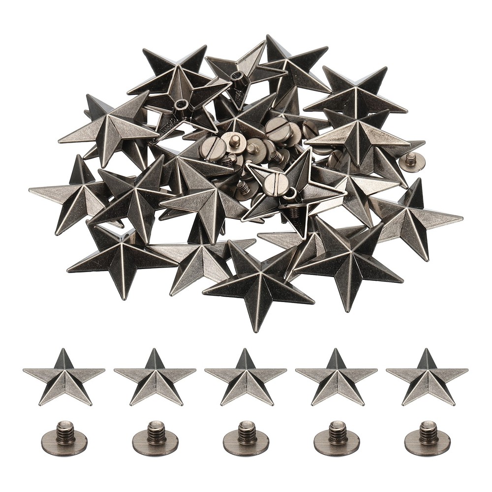31mm Star Rivets, 25 Sets Leather Rivets Rapid Studs Rivet, Silver Gray