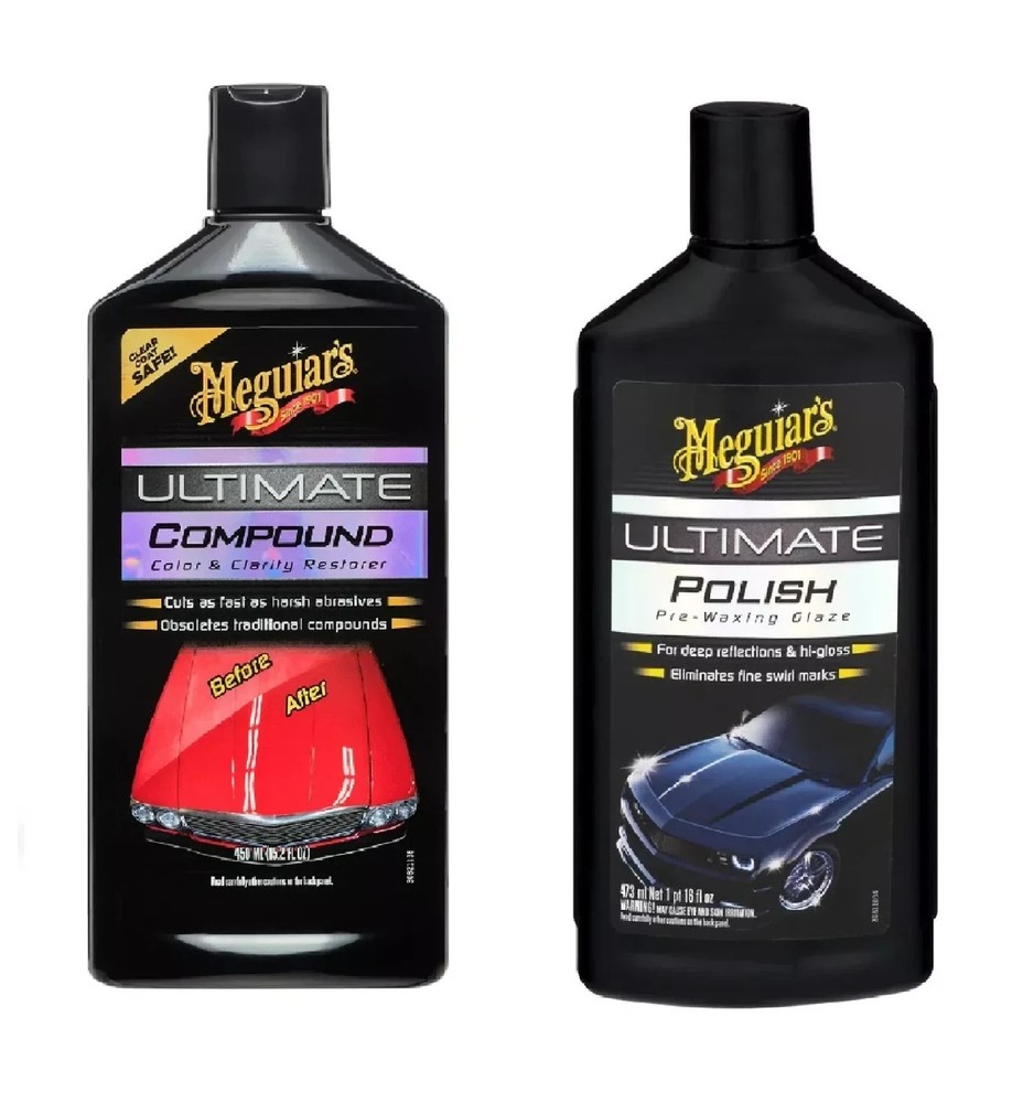 (2-Pack) Meguiar's Car ULTIMATE COMPOUND & POLISH Combo Waxing Glaze Max Gloss