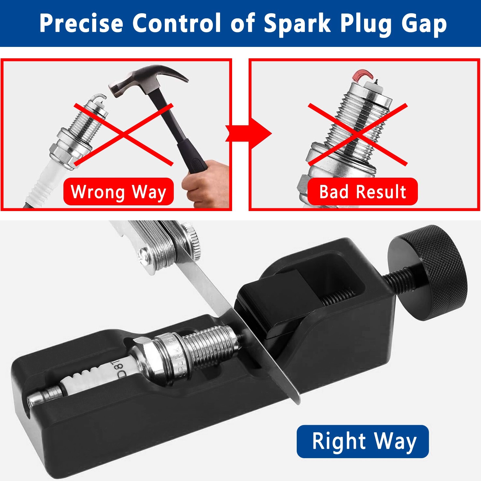 LokoCar Universal Spark Plug Gap Tool And 32 Blades Steel Feeler Gauge Red Black