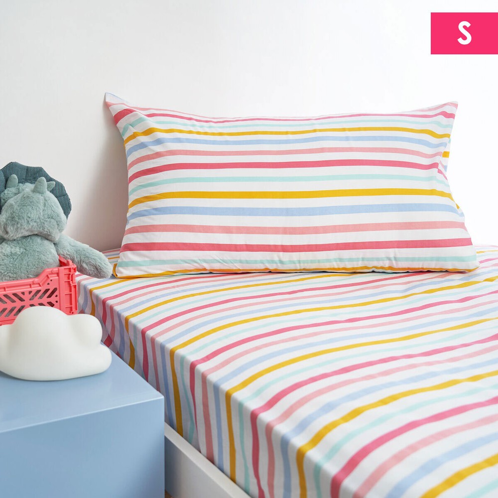 Rainbow Stripe Polyester Cotton Combo Fitted Sheet Set by Minikins