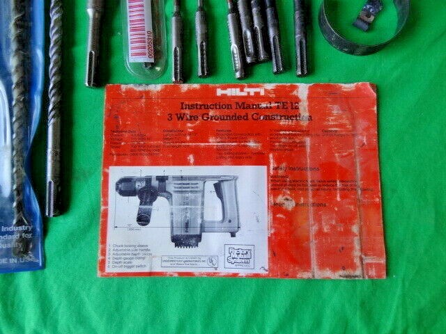 Hilti TE12 Rotary Hammer Drill + Bits & Carrying Case Tool *WORKS - NO RETURNS*