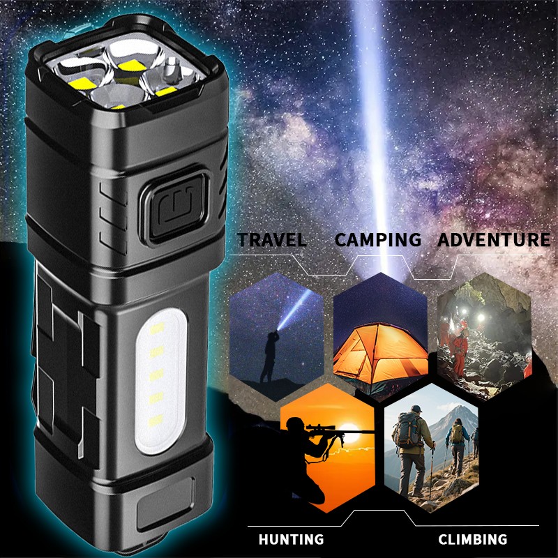 4 PACK Mini Flashlight Rechargeable LED Small Flashlight EDC Pocket Flashlights