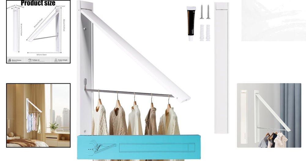Retractable Clothes Drying Rack - Space-Saving Wall-Mounted Aluminum Hanger