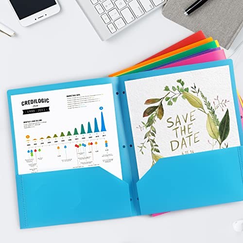 8 Pack Colored Plastic Folders Durable Heavy 8 Pack-multicolor With 3 Hole