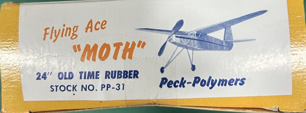 Peck Polymers Flying Aces Moth 1937 Old Timer 24"Wing Span Rubber, C02, Electric