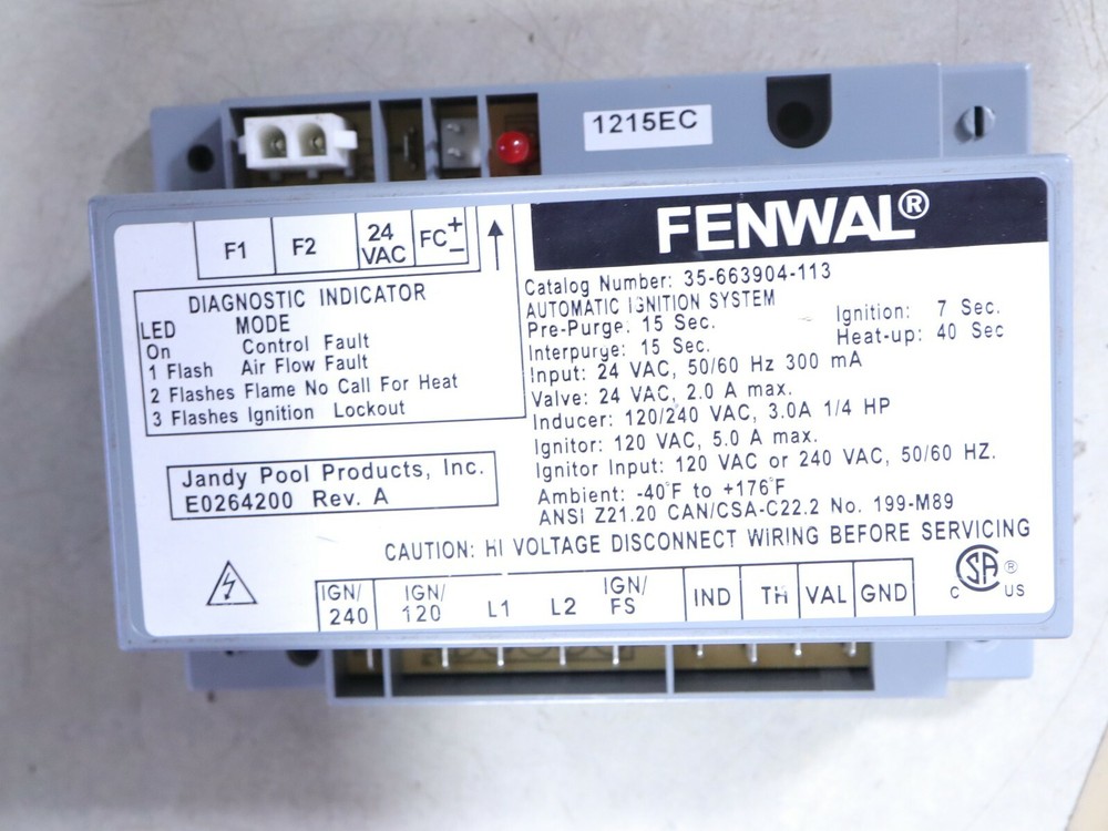 FENWAL 35-663904-113 Automatic Ignition System Jandy E0264200
