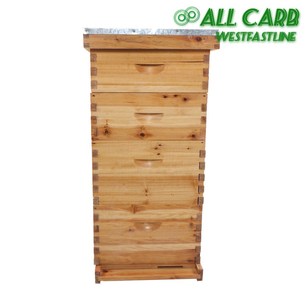 4 Layer 10 Frame Bee Hive Beeswax Coated Includes Beehive Frames and Foundations