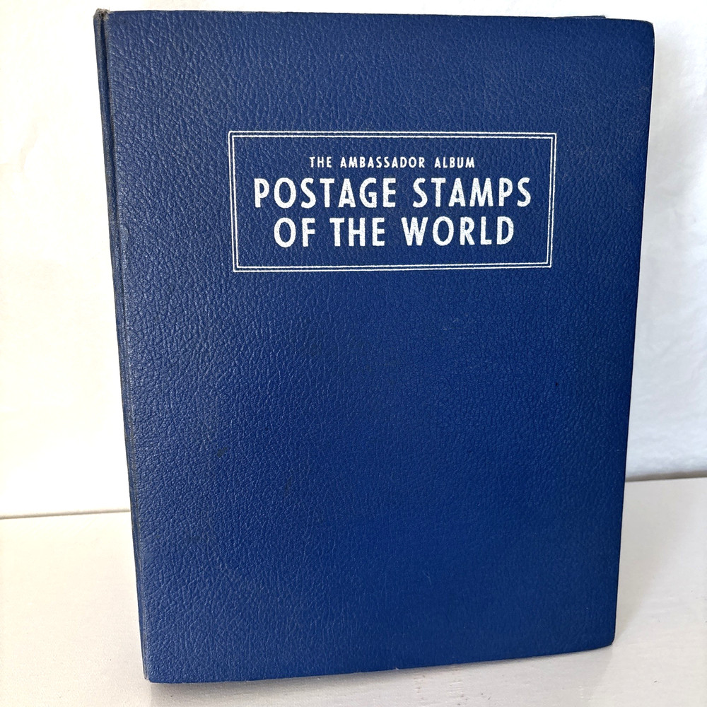 1955 Ambassador Stamp Album Postage Stamps of the World with Stamps Inside