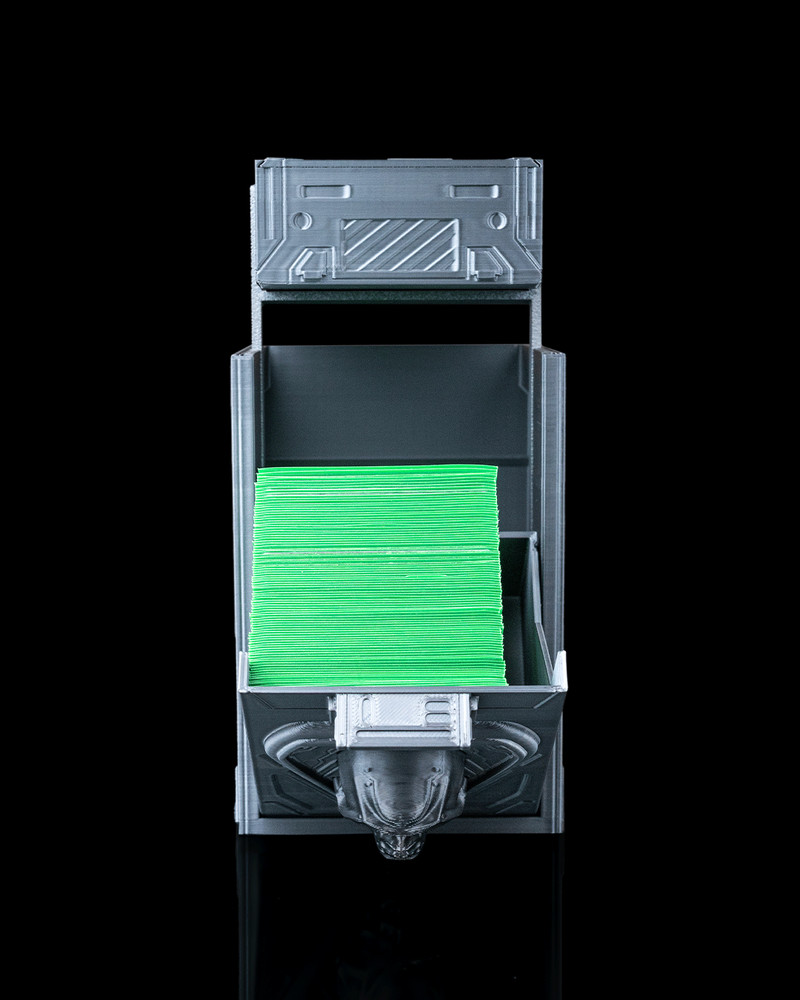 Core Decay Deck Box – 3D Printed Sci-Fi Skull Card Storage | Futuristic TCG Box