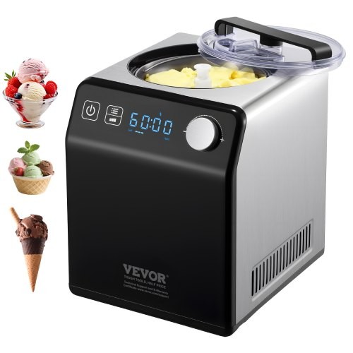 Upright Automatic Ice Cream Maker with Built-in Compressor, 2 Quart No Pre-freez