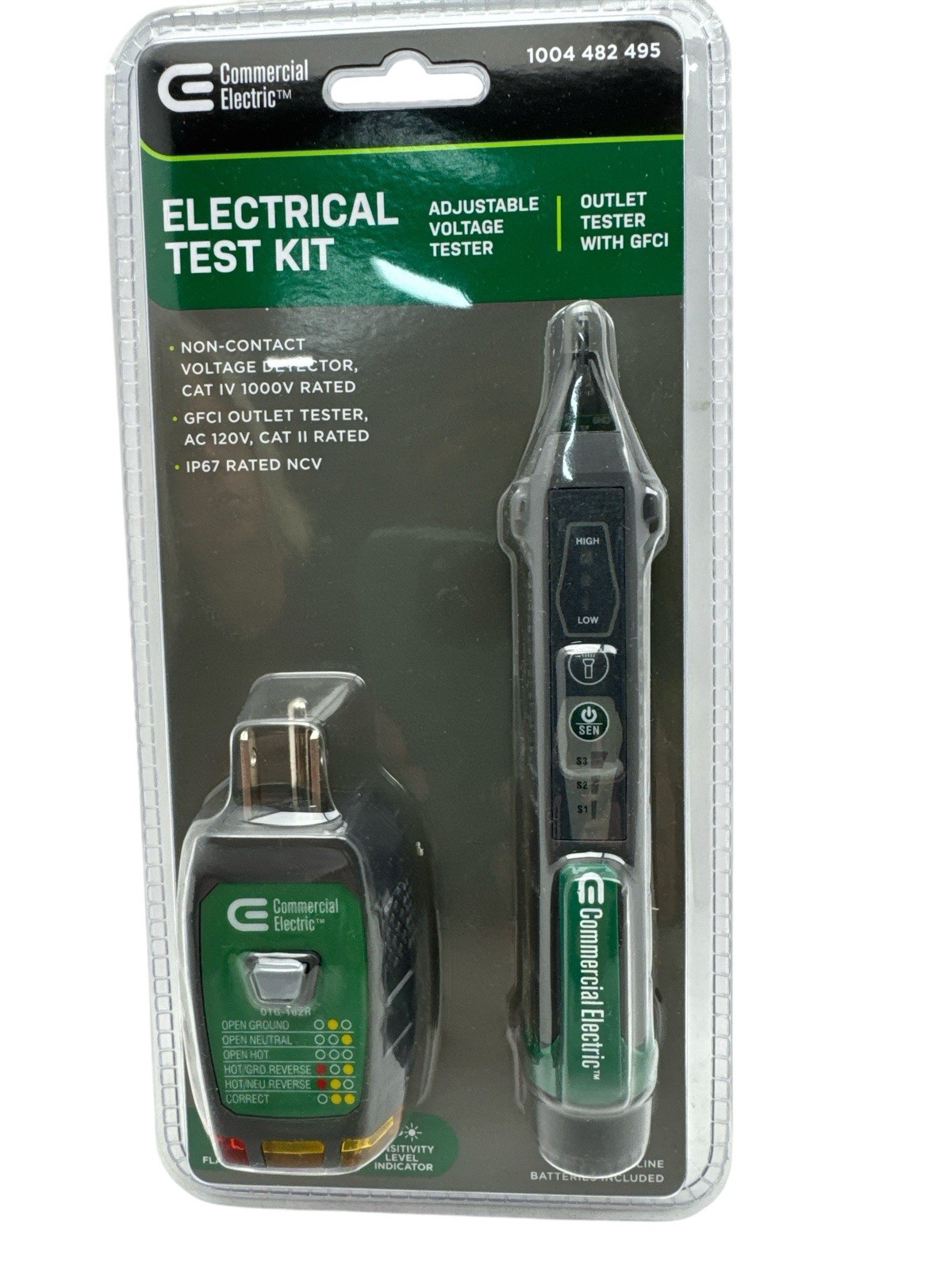 Commercial Electric Electrical Test Kit w/GFCI Outlet Tester 1004 482 495 New