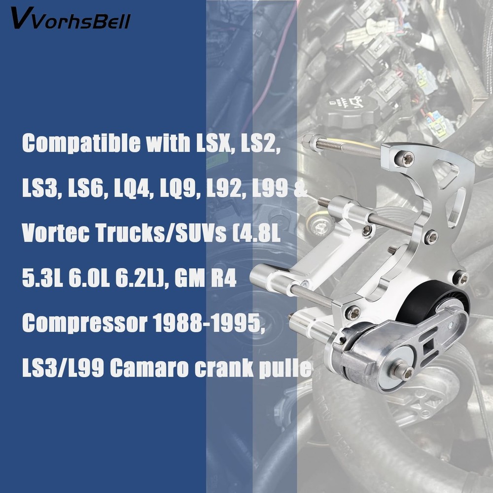 VVORHSBELL LS Swap R4 AC Compressor Bracket Kit, Silver