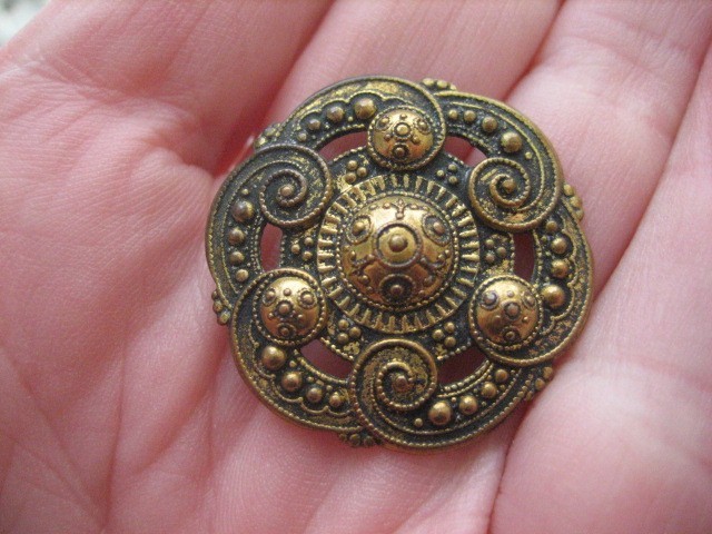 Vintage 1" Brass Metal Openwork Triad Button - X2