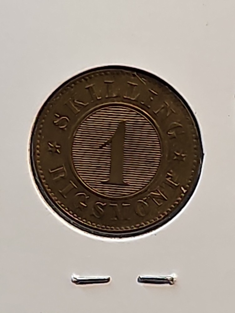1860 Denmark 1 Skilling Rigsmont - Coin Bronze