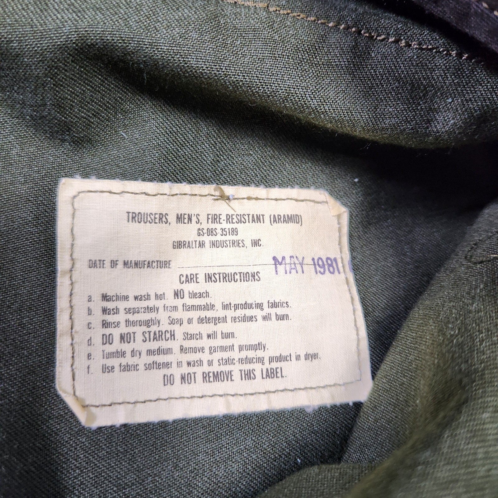 Vintage 80s Military Pants Men 32x32 *READ Gibraltar Fire Resistant Aramid Green