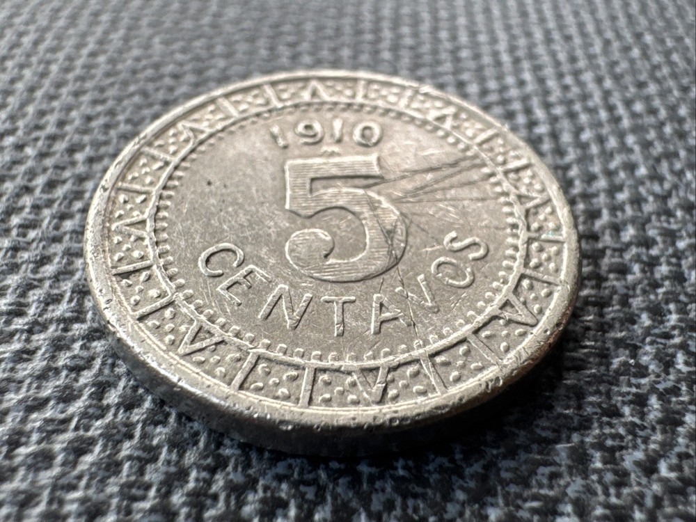 1910 M Mexico 5 Centavos Coin - Nickel - Eagle Devouring Serpent