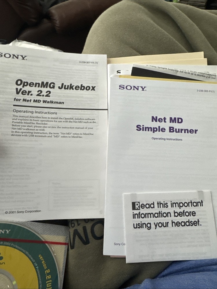 Sony OpenMG Jukebox Version 2.2 Cd ROM With Paperwork