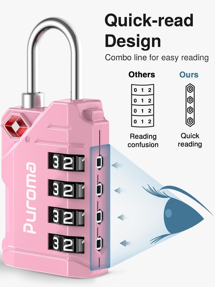 TSA Approved Luggage Locks, 2 Pack 4 Digit Resettable Travel Combination Code...