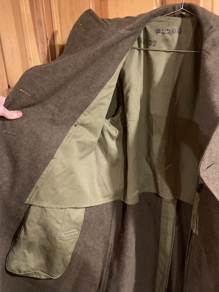 Original WW2 US Military Wool Overcoat, Size 36R, Pristine!