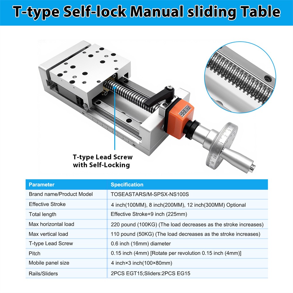 Linear Sliding Table Module T-shaped Screw Self-locking Digital Display XY Axis