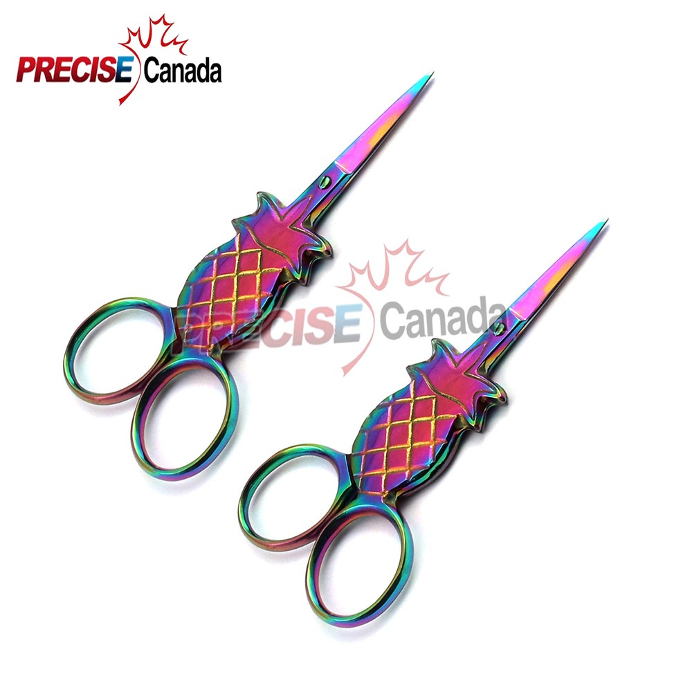 NEW 2 PCS PineApple Style Mini Scissors 3.5'' Titanium-Color Perfect Points