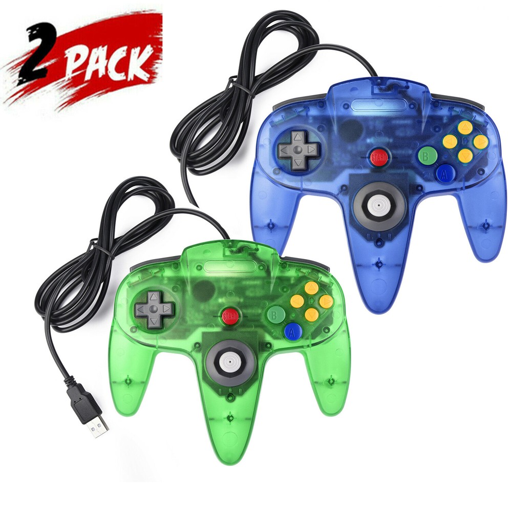 2Pack N64 Controller USB Gamepad Joystick For Nintendo 64 PC MAC Raspberry Pi 3