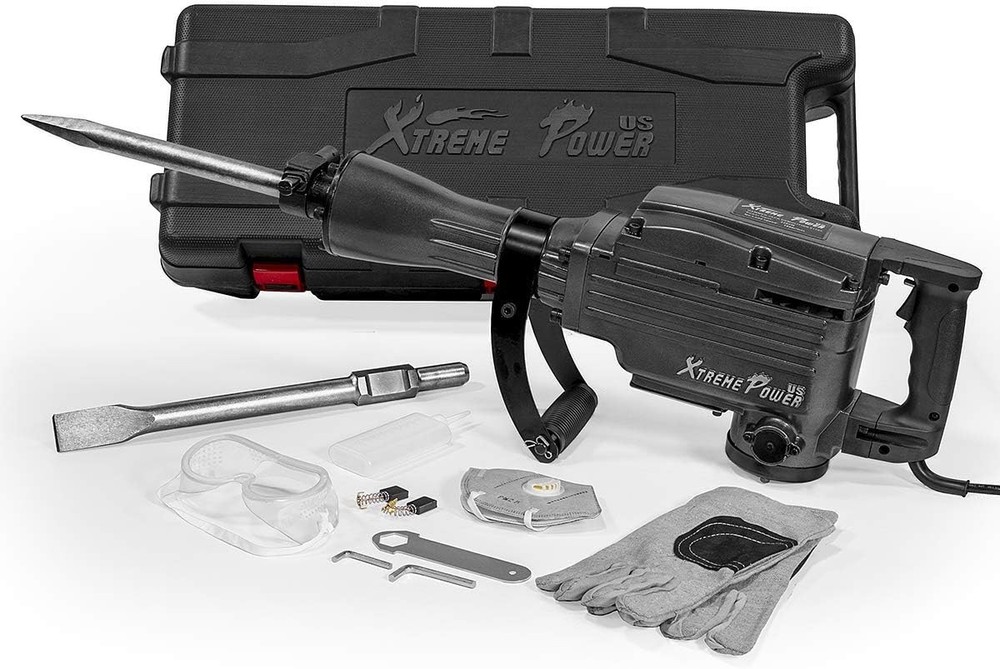 2200W Heavy-Duty Electric Jack Hammer - Includes 2 Chisel Bits & Carry Case