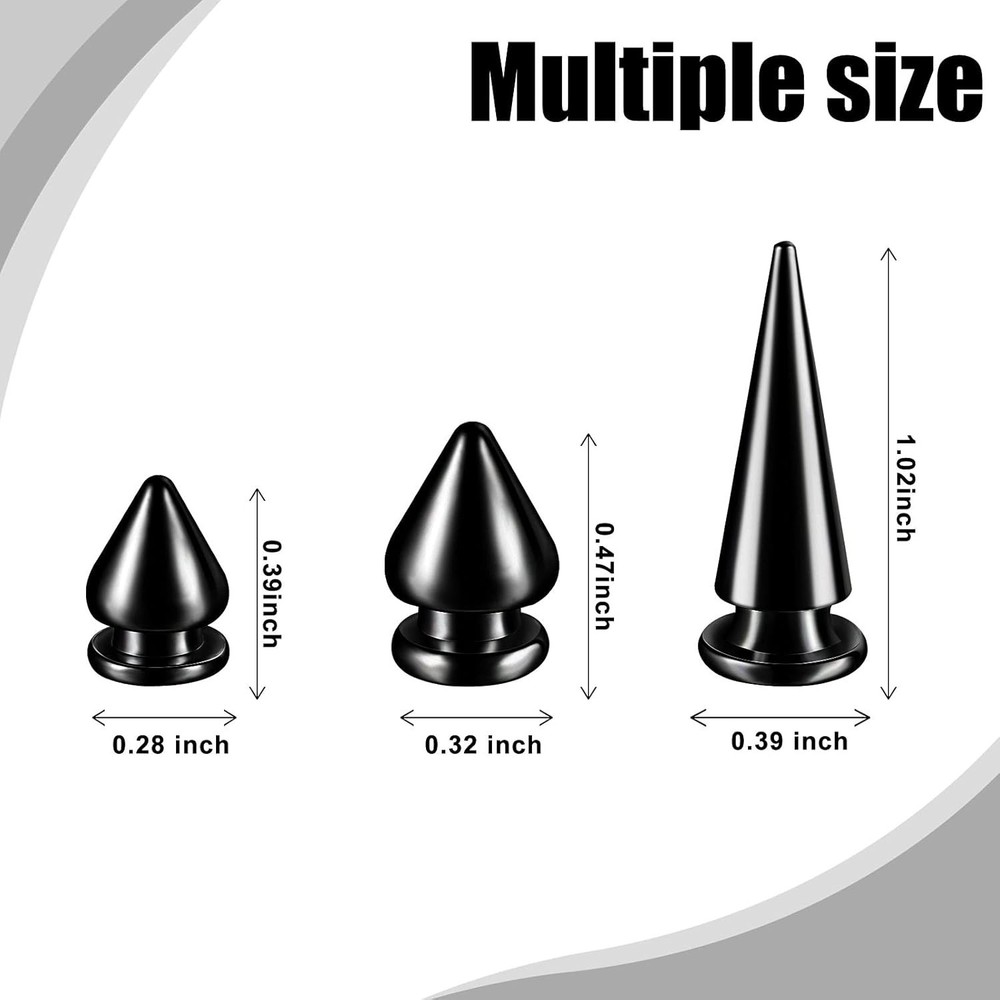 170 Pieces Multiple Sizes Cone Spikes Screwback Studs Rivets Large Medium Small