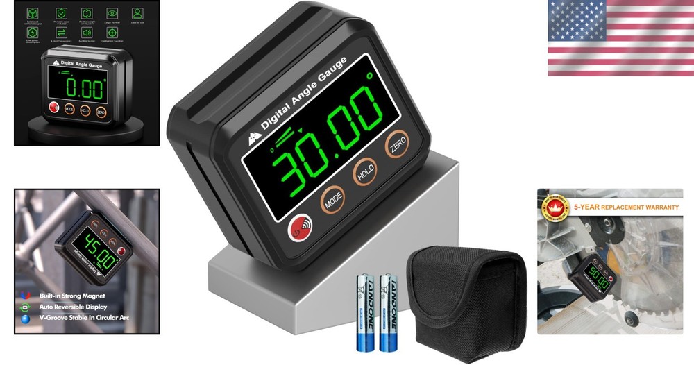 High-Accuracy Mini Digital Level Protractor with Backlit Display & Magnetic Base