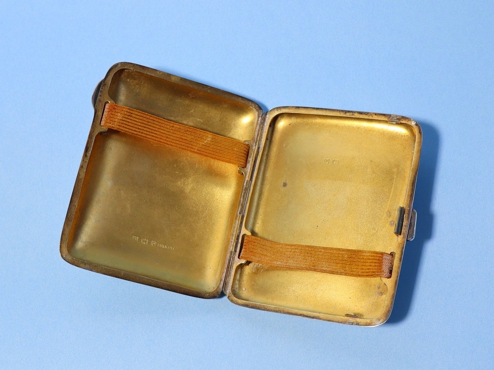 1931 Sterling Silver Cigarette Case with DC Initials + Gilt Interior dented #NM
