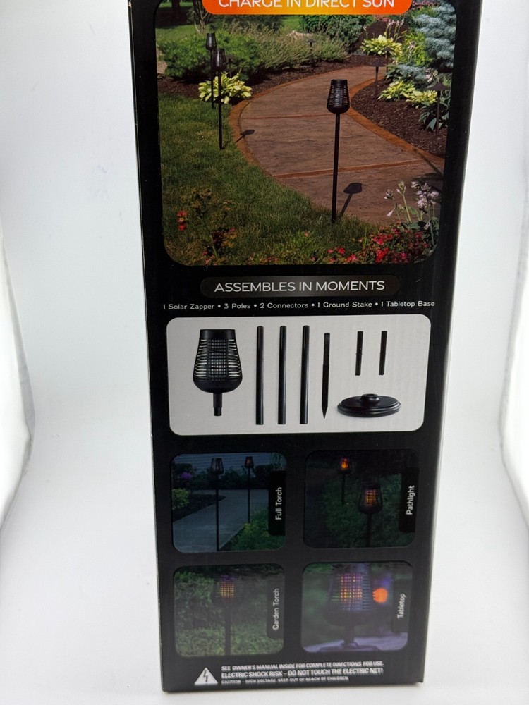 Insect Killer Torch, Solar Power Bug Zapper With Led Flame Effect New