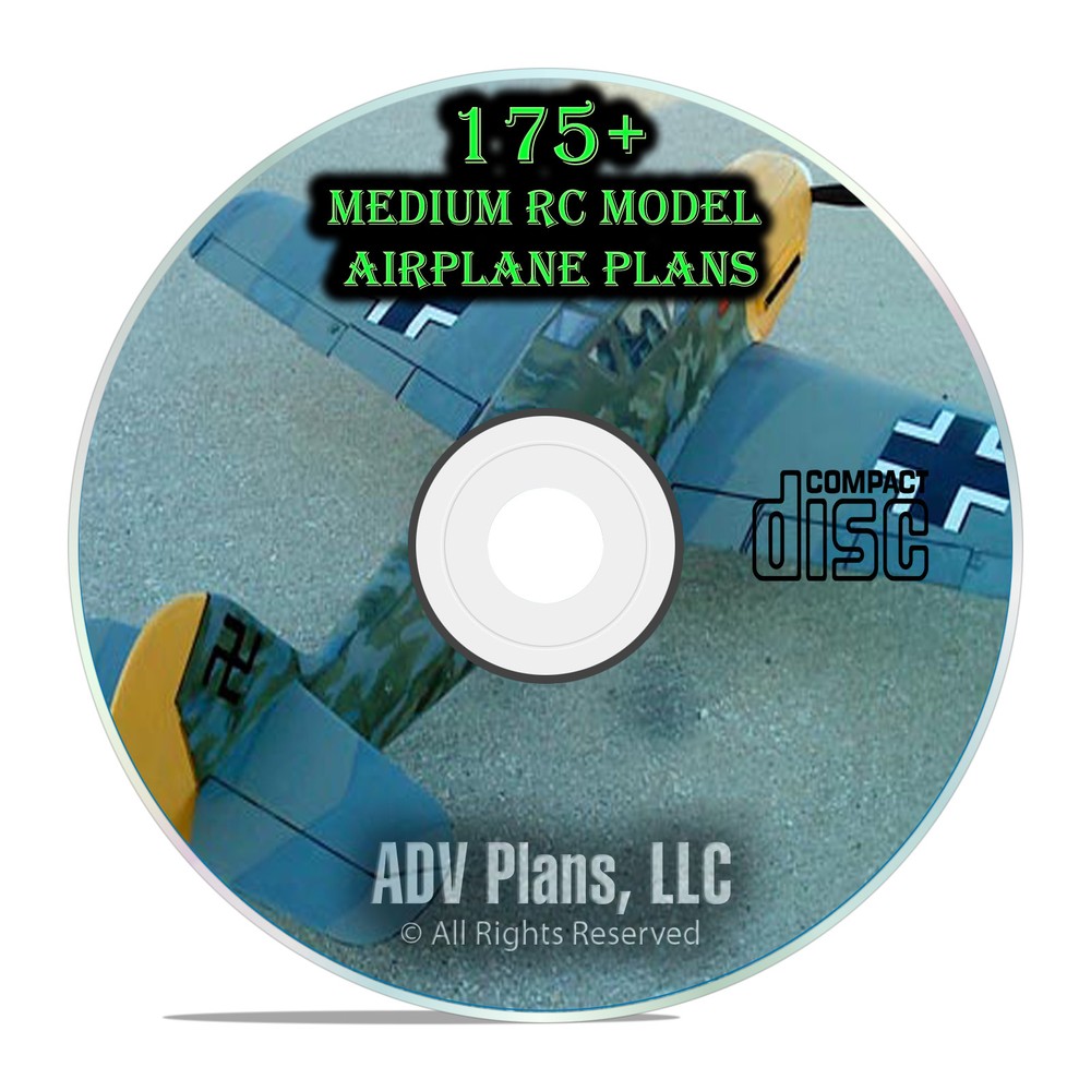 175+ Small Medium Scale RC Model Airplane Plans Templates, Scratch Build, CD