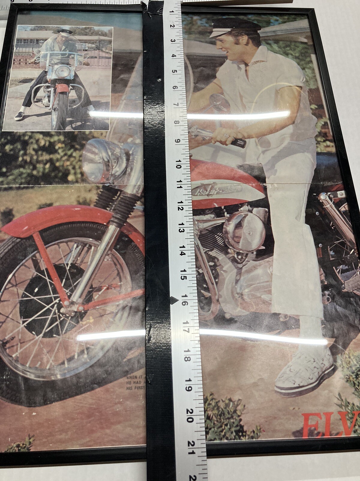 (1977) Elvis Presley Poster Original "Rare" Harley Davidson Framed Vintage