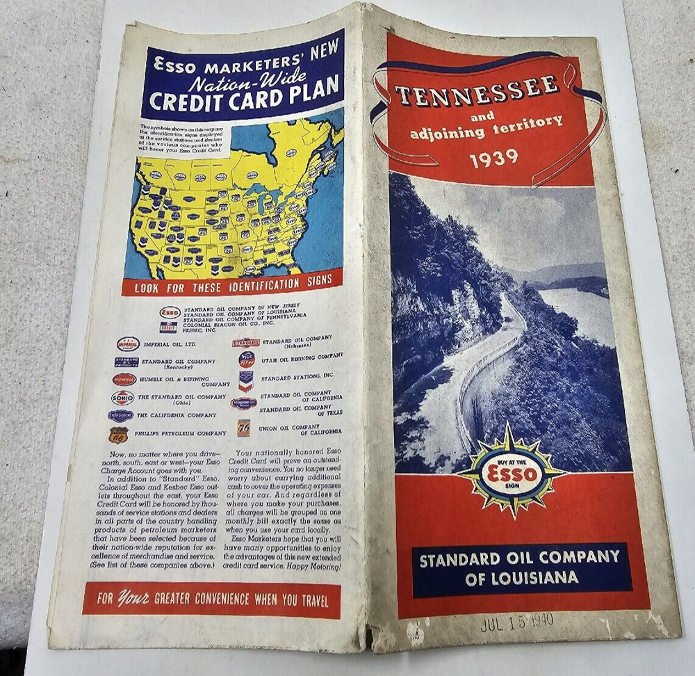ESSO 1939 Tennessee and Adjoining Territory Map