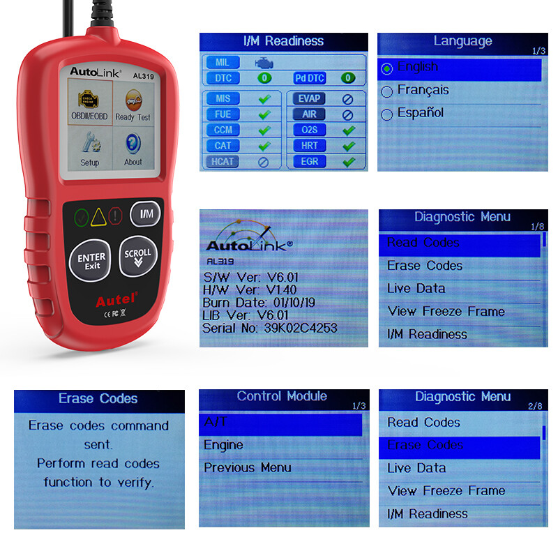 Autel Autolink AL319 OBD2 Scanner Code Reader Check Engine Fault Car Diagnostic